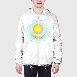 Куртка с капюшоном мужская Солнце и цветы, цвет: 3D-белый — фото 2