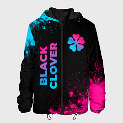Куртка с капюшоном мужская Black Clover - neon gradient: надпись, символ, цвет: 3D-черный