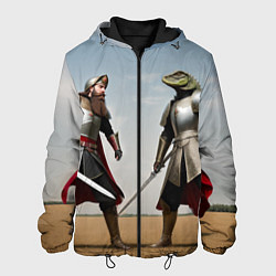 Куртка с капюшоном мужская Древний Рус против Ящера, цвет: 3D-черный