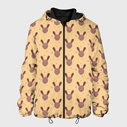 Куртка с капюшоном мужская Паттерн милые кролики, цвет: 3D-черный