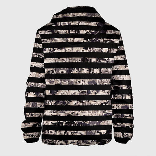 Мужская куртка В полоску с ахегао / 3D-Черный – фото 2