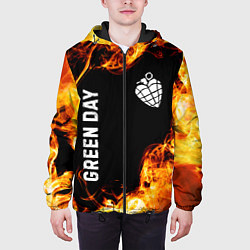 Куртка с капюшоном мужская Green Day и пылающий огонь, цвет: 3D-черный — фото 2