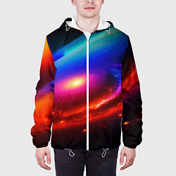 Куртка с капюшоном мужская Неоновая галактика, цвет: 3D-белый — фото 2