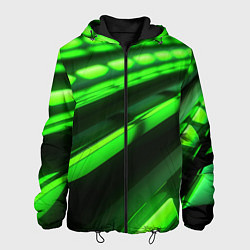 Куртка с капюшоном мужская Green neon abstract, цвет: 3D-черный