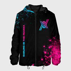 Куртка с капюшоном мужская Darling in the FranXX - neon gradient: надпись, си, цвет: 3D-черный