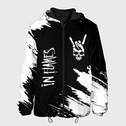 Куртка с капюшоном мужская In Flames и рок символ на темном фоне, цвет: 3D-черный