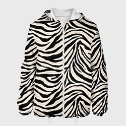 Куртка с капюшоном мужская Полосатая шкура зебры, белого тигра, цвет: 3D-белый