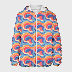 Куртка с капюшоном мужская Абстрактные волны яркие цвета, цвет: 3D-белый