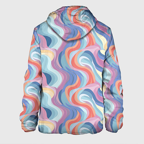 Мужская куртка Абстрактные волны пастельные цвета / 3D-Черный – фото 2