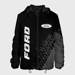 Куртка с капюшоном мужская Ford speed на темном фоне со следами шин: надпись,, цвет: 3D-черный