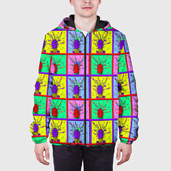 Куртка с капюшоном мужская Кактусы психодел, цвет: 3D-черный — фото 2