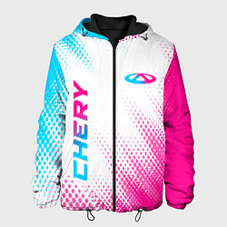Мужская куртка Chery neon gradient style: надпись, символ