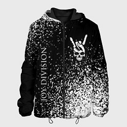 Куртка с капюшоном мужская Joy Division и рок символ на темном фоне, цвет: 3D-черный