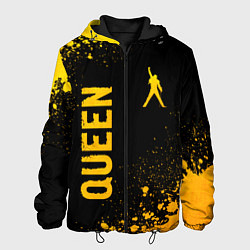 Куртка с капюшоном мужская Queen - gold gradient: надпись, символ, цвет: 3D-черный