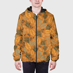 Куртка с капюшоном мужская Мексиканские оранжевые папаротники, цвет: 3D-черный — фото 2