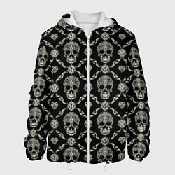 Куртка с капюшоном мужская Узор с черепами Pattern with skulls, цвет: 3D-белый