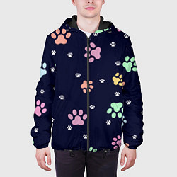 Куртка с капюшоном мужская Лапки животных, цвет: 3D-черный — фото 2
