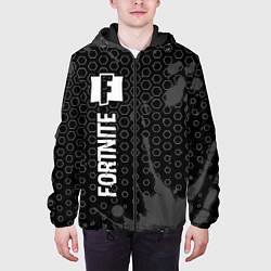 Куртка с капюшоном мужская Fortnite glitch на темном фоне: по-вертикали, цвет: 3D-черный — фото 2