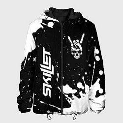 Мужская куртка Skillet и рок символ на темном фоне