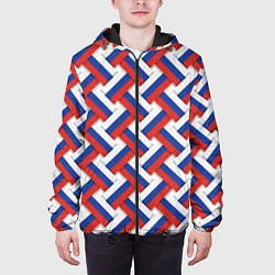 Куртка с капюшоном мужская Россия - плетёнка, цвет: 3D-черный — фото 2