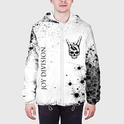 Куртка с капюшоном мужская Joy Division и рок символ на светлом фоне, цвет: 3D-белый — фото 2