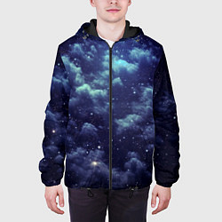 Куртка с капюшоном мужская Звездная ночь - нейросеть, цвет: 3D-черный — фото 2