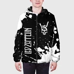 Куртка с капюшоном мужская Led Zeppelin и рок символ на темном фоне, цвет: 3D-черный — фото 2