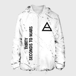 Куртка с капюшоном мужская Thirty Seconds to Mars glitch на светлом фоне: над, цвет: 3D-белый