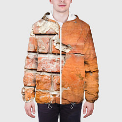 Куртка с капюшоном мужская Кирпичная стена под штукатуркой, цвет: 3D-белый — фото 2