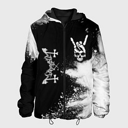 Куртка с капюшоном мужская Mayhem и рок символ на темном фоне, цвет: 3D-черный