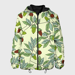 Куртка с капюшоном мужская Зелененькие листья, цвет: 3D-черный