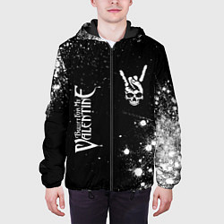 Куртка с капюшоном мужская Bullet For My Valentine и рок символ на темном фон, цвет: 3D-черный — фото 2