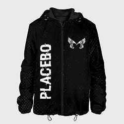 Мужская куртка Placebo glitch на темном фоне: надпись, символ