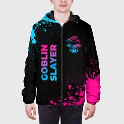 Куртка с капюшоном мужская Goblin Slayer - neon gradient: надпись, символ, цвет: 3D-черный — фото 2