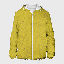 Куртка с капюшоном мужская Рябь - зеленовато-желтый и фиолетовый - узор Хуф и, цвет: 3D-белый