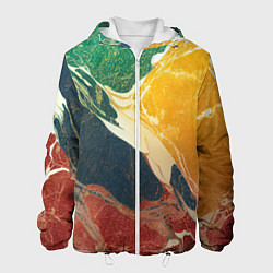 Куртка с капюшоном мужская Мраморная радуга, цвет: 3D-белый