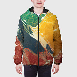 Куртка с капюшоном мужская Мраморная радуга, цвет: 3D-черный — фото 2