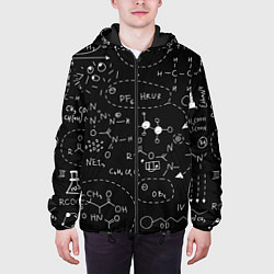 Куртка с капюшоном мужская Химические формулы на чёрном, цвет: 3D-черный — фото 2