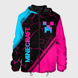 Куртка с капюшоном мужская Minecraft - neon gradient: надпись, символ, цвет: 3D-черный