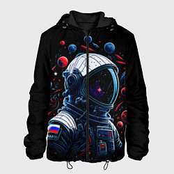 Куртка с капюшоном мужская Российский астронавт - планеты, цвет: 3D-черный