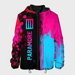 Куртка с капюшоном мужская Paramore - neon gradient: по-вертикали, цвет: 3D-черный