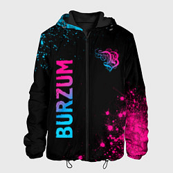 Куртка с капюшоном мужская Burzum - neon gradient: надпись, символ, цвет: 3D-черный