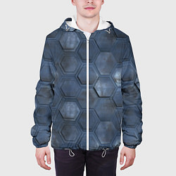 Куртка с капюшоном мужская Металлические плиты, цвет: 3D-белый — фото 2