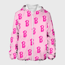 Куртка с капюшоном мужская Барби паттерн буква B, цвет: 3D-белый