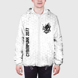 Куртка с капюшоном мужская Cyberpunk 2077 glitch на светлом фоне: надпись, си, цвет: 3D-белый — фото 2