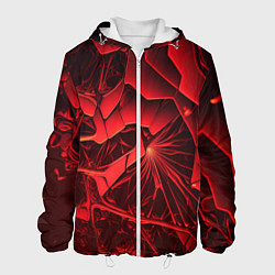 Куртка с капюшоном мужская Объемные красные разломы, цвет: 3D-белый