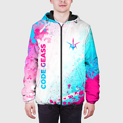 Куртка с капюшоном мужская Code Geass neon gradient style: надпись, символ, цвет: 3D-черный — фото 2