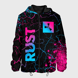 Куртка с капюшоном мужская Rust - neon gradient: надпись, символ, цвет: 3D-черный