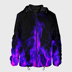 Куртка с капюшоном мужская Неоновый огонь на черном фоне, цвет: 3D-черный