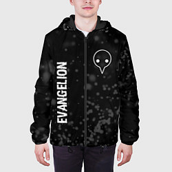Куртка с капюшоном мужская Evangelion glitch на темном фоне: надпись, символ, цвет: 3D-черный — фото 2